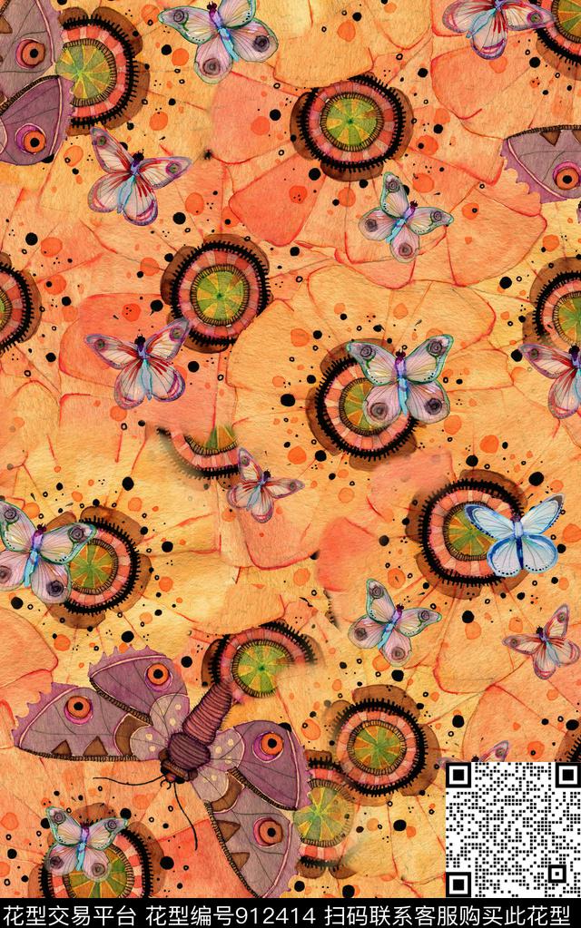 纹理几何花卉数码印花华亿平台下载（图片编号: 912414） - 瓦栏（Walan）