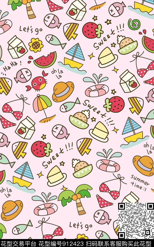 纹理花卉民族风数码印花华亿平台下载（图片编号: 912423） - 瓦栏（Walan）