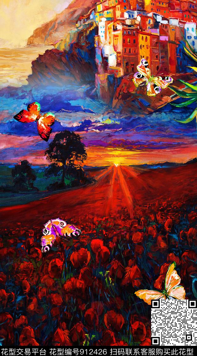 纹理几何花卉数码印花华亿平台下载（图片编号: 912426） - 瓦栏（Walan）