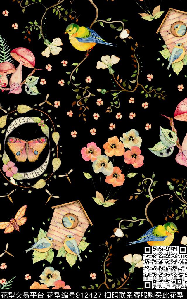 纹理几何花卉数码印花华亿平台下载（图片编号: 912427） - 瓦栏（Walan）