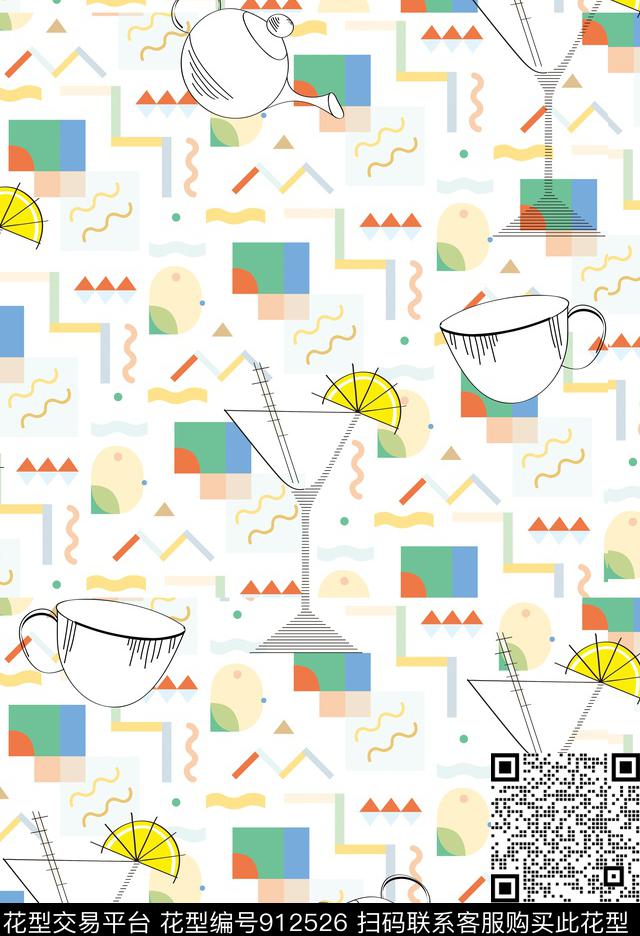 趣味可爱几何传统印花华亿平台下载（图片编号: 912526） - 瓦栏（Walan）