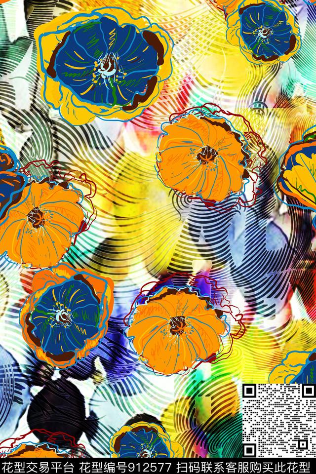 手绘花卉花卉小碎花数码印花华亿平台下载（图片编号: 912577） - 瓦栏（Walan）