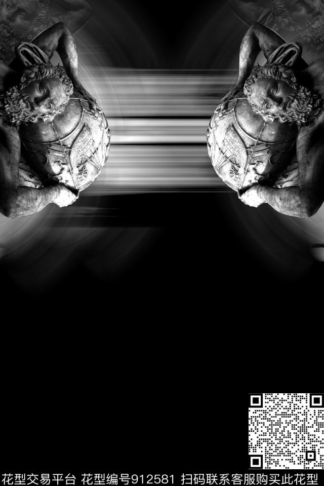 雕塑渐变抽象数码印花华亿平台下载（图片编号: 912581） - 瓦栏（Walan）