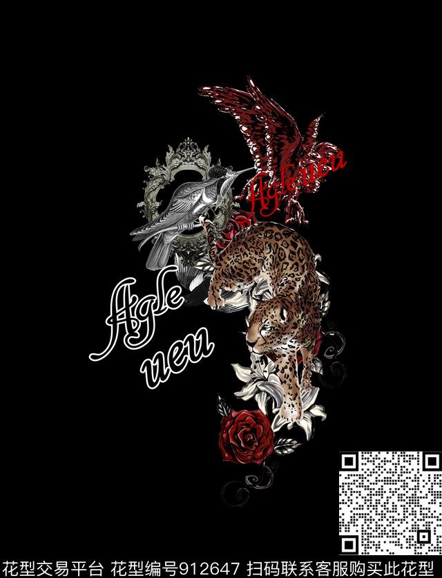 玫瑰花动物男装数码印花华亿平台下载（图片编号: 912647） - 瓦栏（Walan）