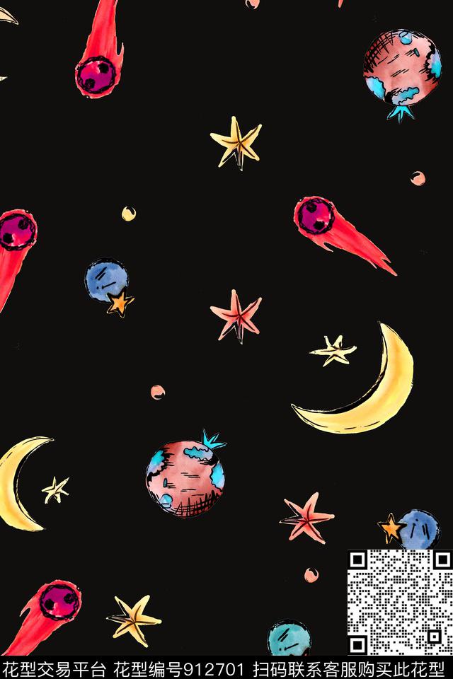 趣味可爱星空数码印花华亿平台下载（图片编号: 912701） - 瓦栏（Walan）