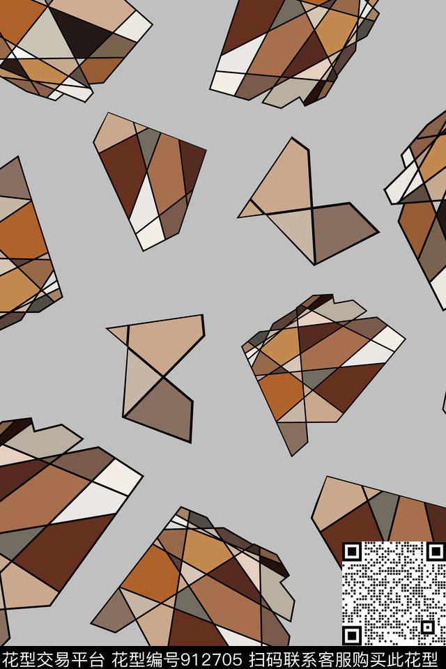 几何男装几何混合拼接数码印花华亿平台下载（图片编号: 912705） - 瓦栏（Walan）