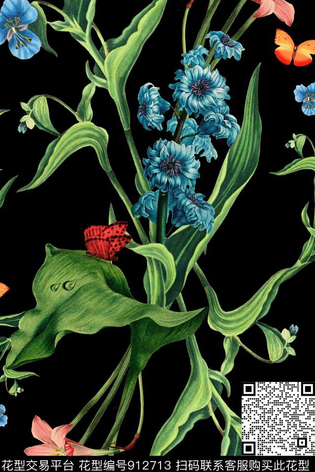 手绘花卉绿植树叶数码华亿平台数码印花华亿平台下载（图片编号: 912713） - 瓦栏（Walan）
