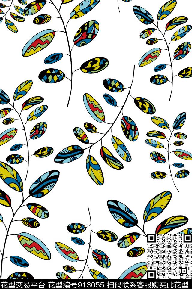 大牌风绿植树叶花卉数码印花华亿平台下载（图片编号: 913055） - 瓦栏（Walan）