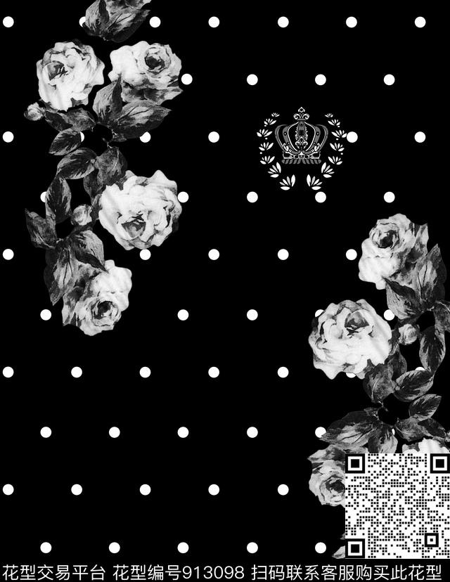 大牌风几何花卉数码印花华亿平台下载（图片编号: 913098） - 瓦栏（Walan）