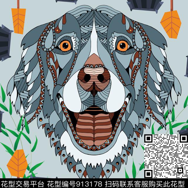 植物建筑狗数码印花华亿平台下载（图片编号: 913178） - 瓦栏（Walan）