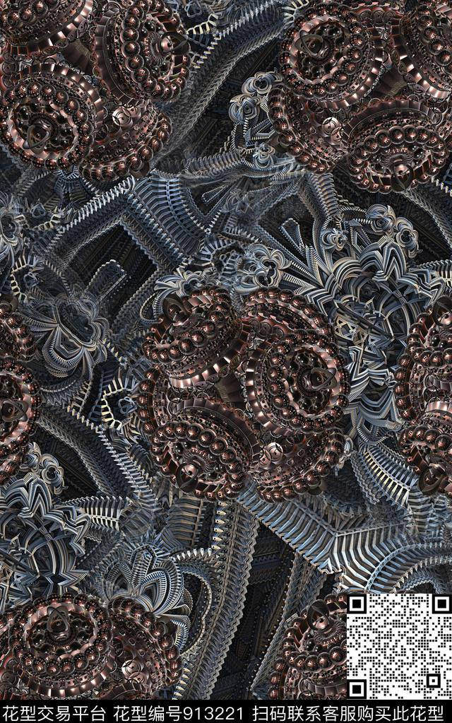 纹理花卉民族风数码印花华亿平台下载（图片编号: 913221） - 瓦栏（Walan）