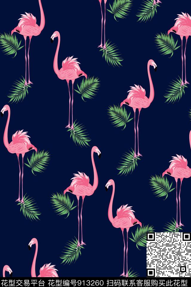 大牌风绿植树叶天堂鸟数码印花华亿平台下载（图片编号: 913260） - 瓦栏（Walan）