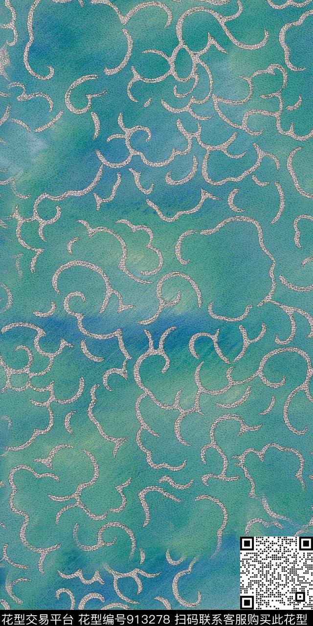 抽象棉麻满版散花数码印花华亿平台下载（图片编号: 913278） - 瓦栏（Walan）