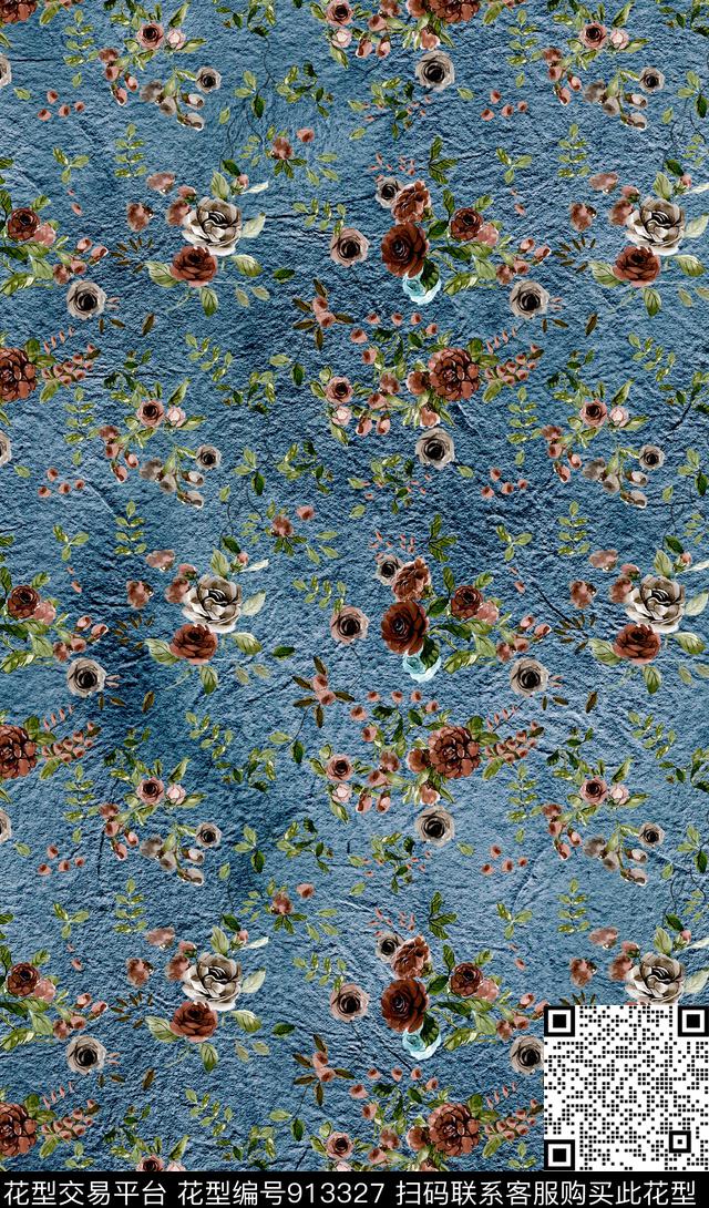 花卉小碎花3D立体数码印花华亿平台下载（图片编号: 913327） - 瓦栏（Walan）
