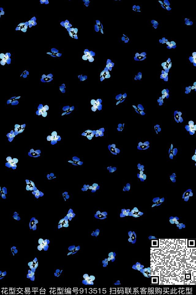 休闲水彩花卉小碎花数码印花华亿平台下载（图片编号: 913515） - 瓦栏（Walan）