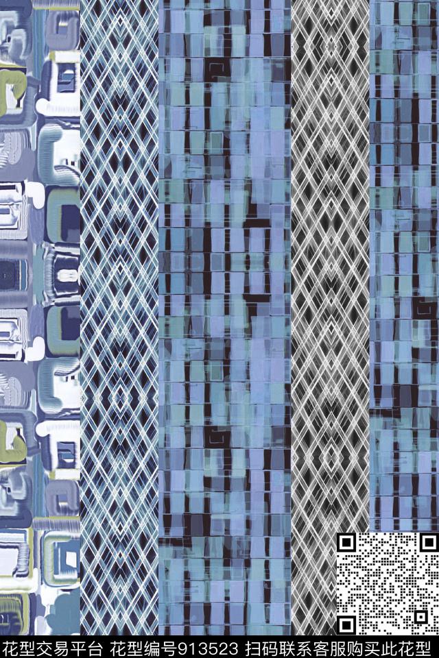 条纹男装格子抽象数码印花华亿平台下载（图片编号: 913523） - 瓦栏（Walan）