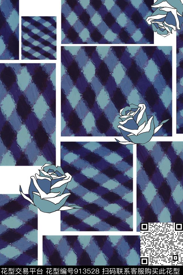 男装格子几何花卉几何男装数码印花华亿平台下载（图片编号: 913528） - 瓦栏（Walan）