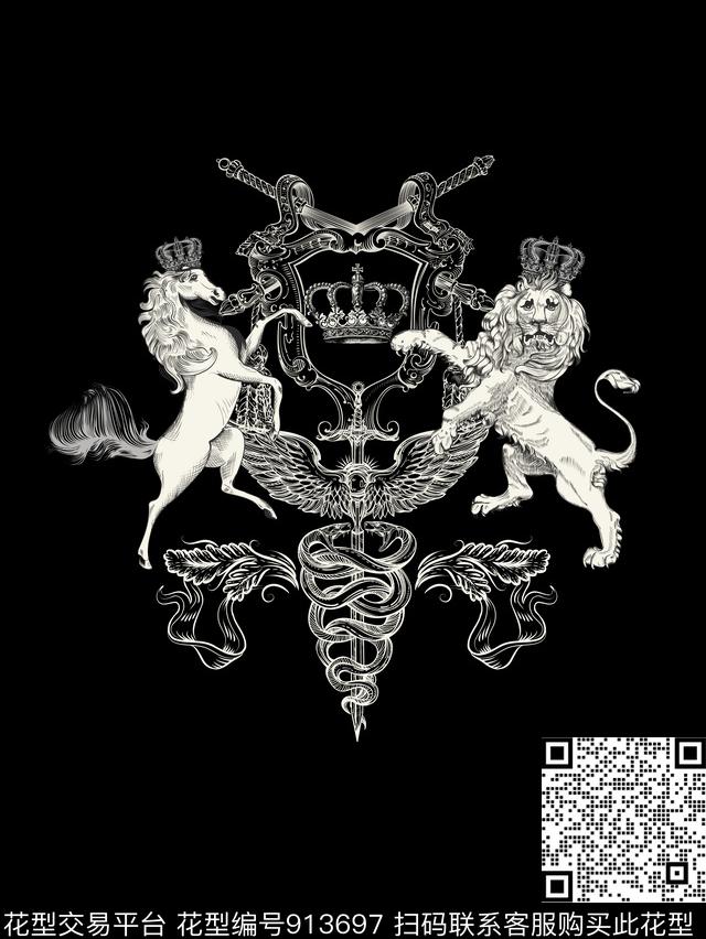 男装胸前独幅定位花传统印花华亿平台下载（图片编号: 913697） - 瓦栏（Walan）