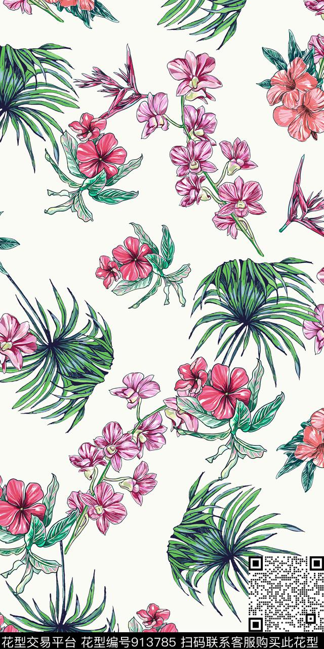 植物简约大牌风数码印花华亿平台下载（图片编号: 913785） - 瓦栏（Walan）
