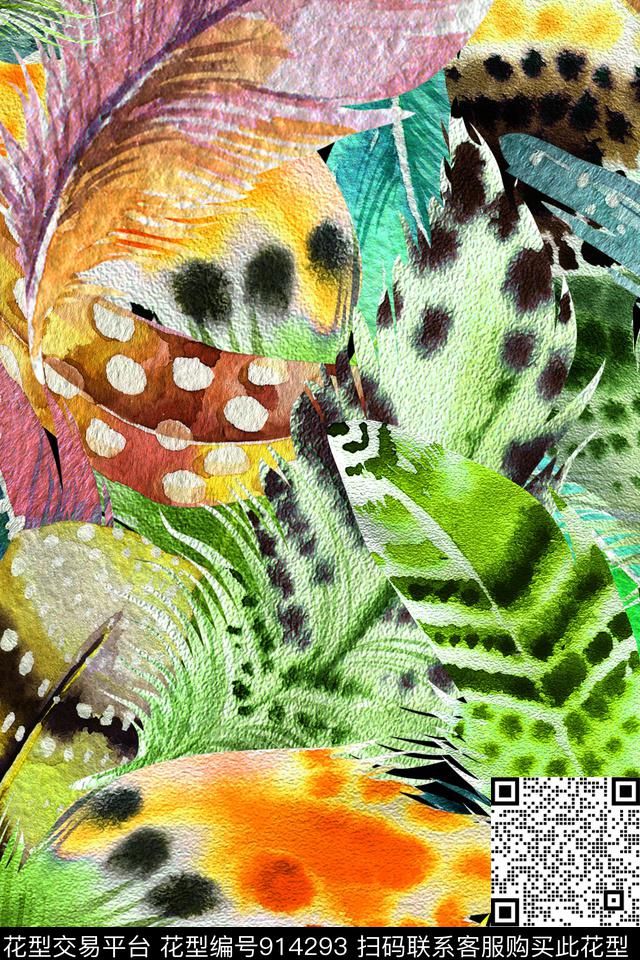 迷彩水彩花卉中老年数码印花华亿平台下载（图片编号: 914293） - 瓦栏（Walan）