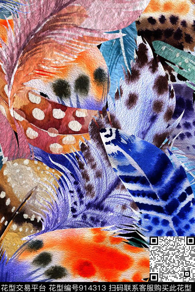 迷彩水彩花卉中老年数码印花华亿平台下载（图片编号: 914313） - 瓦栏（Walan）