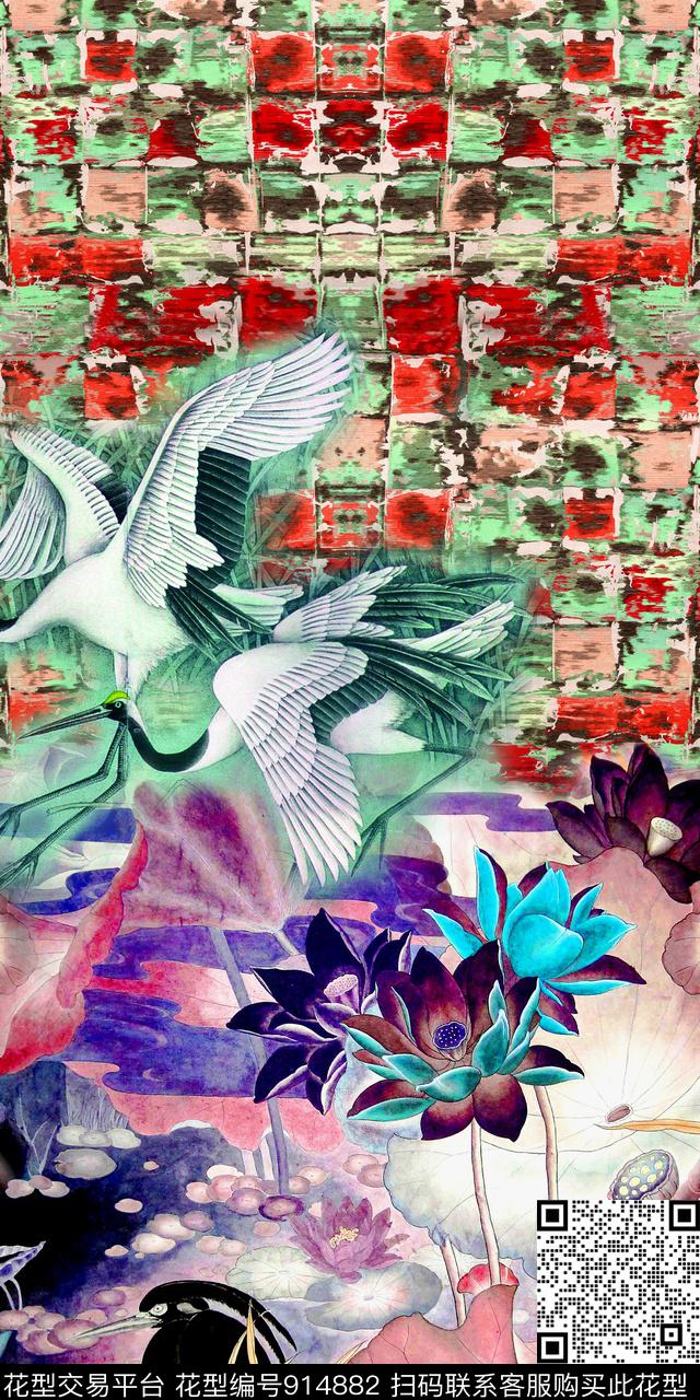 民族风花鸟中国风数码印花华亿平台下载（图片编号: 914882） - 瓦栏（Walan）