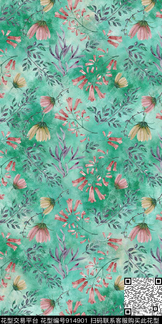 复古棉麻小碎花数码印花华亿平台下载（图片编号: 914901） - 瓦栏（Walan）