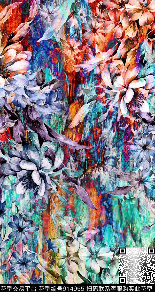 数码华亿平台绘画连衣裙数码印花华亿平台下载（图片编号: 914955） - 瓦栏（Walan）