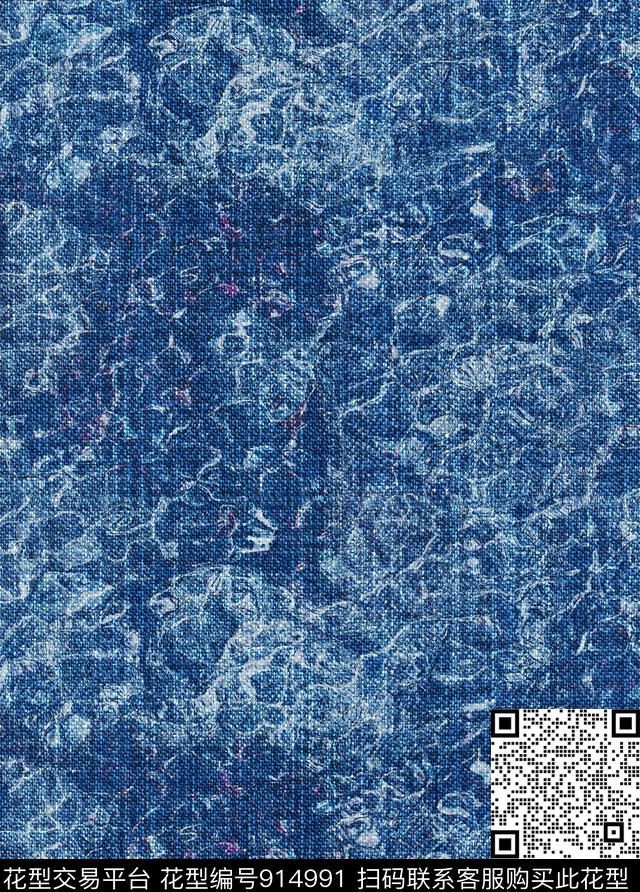 水洗牛仔肌理牛仔布民族风数码印花华亿平台下载（图片编号: 914991） - 瓦栏（Walan）
