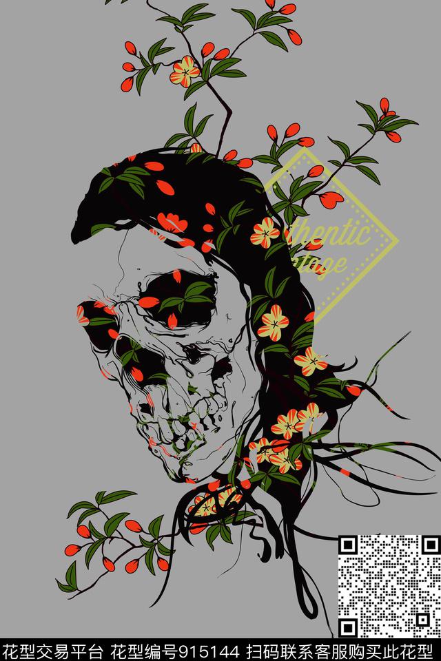 抽象男装花卉数码印花华亿平台下载（图片编号: 915144） - 瓦栏（Walan）