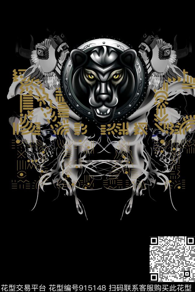 抽象男装黑白华亿平台数码印花华亿平台下载（图片编号: 915148） - 瓦栏（Walan）