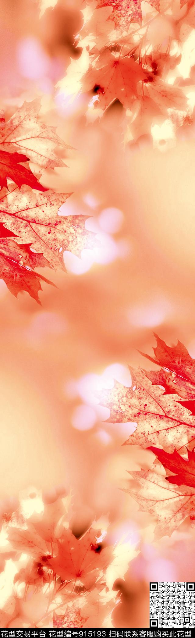 枫叶植物围巾数码印花华亿平台下载（图片编号: 915193） - 瓦栏（Walan）