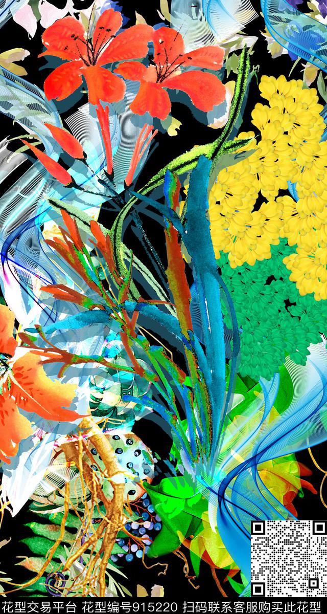 数码华亿平台连衣裙秋冬华亿平台数码印花华亿平台下载（图片编号: 915220） - 瓦栏（Walan）