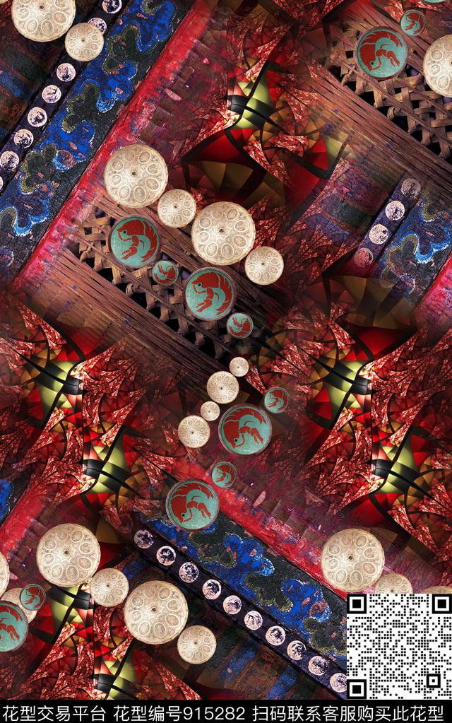 民族风波西米亚格子数码印花华亿平台下载（图片编号: 915282） - 瓦栏（Walan）