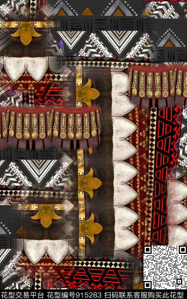 民族风波西米亚格子数码印花华亿平台下载（图片编号: 915283） - 瓦栏（Walan）