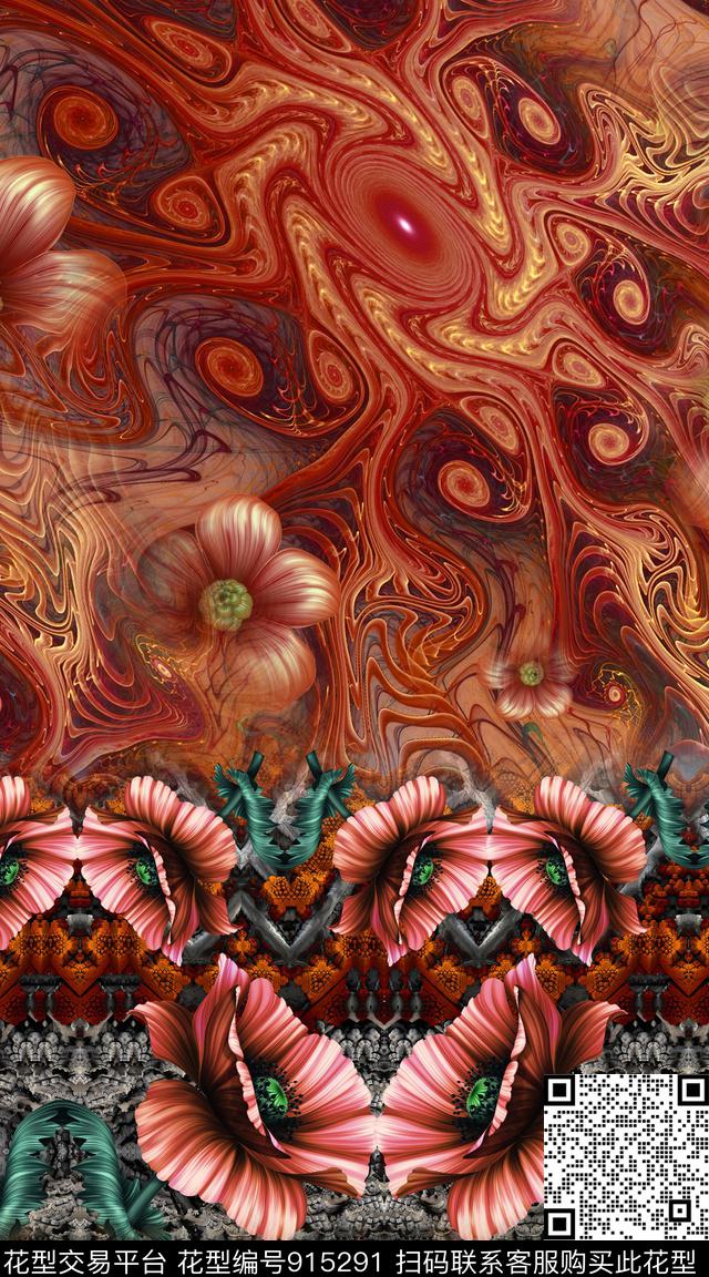 定位花民族风波西米亚数码印花华亿平台下载（图片编号: 915291） - 瓦栏（Walan）