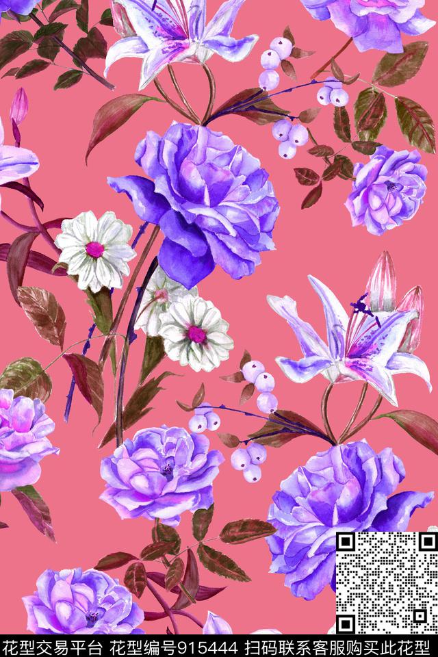 植物满版散花绿植树叶数码印花华亿平台下载（图片编号: 915444） - 瓦栏（Walan）