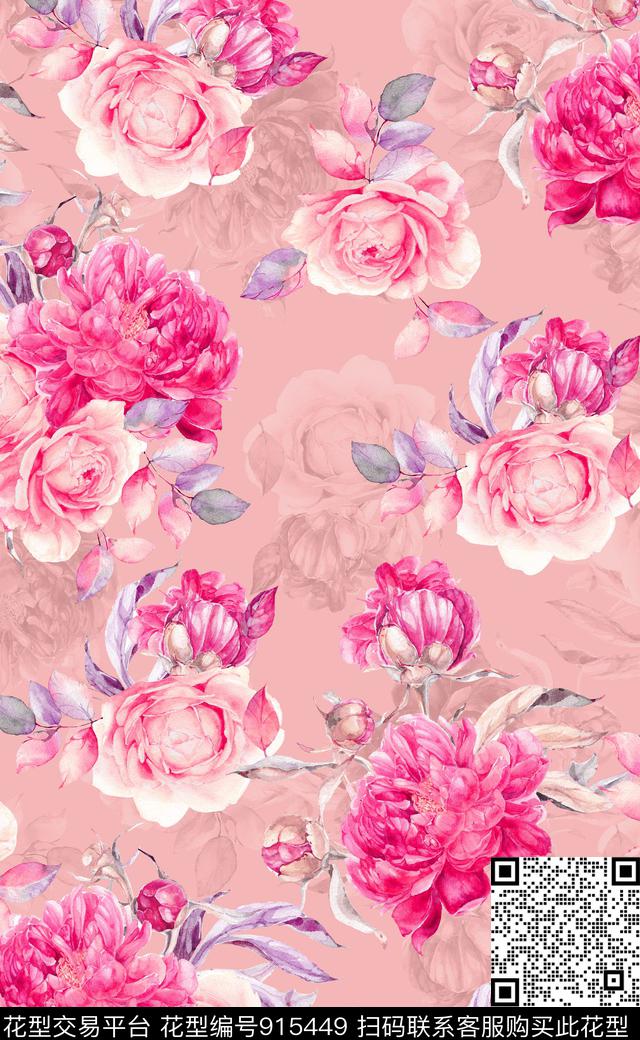 植物满版散花绿植树叶数码印花华亿平台下载（图片编号: 915449） - 瓦栏（Walan）