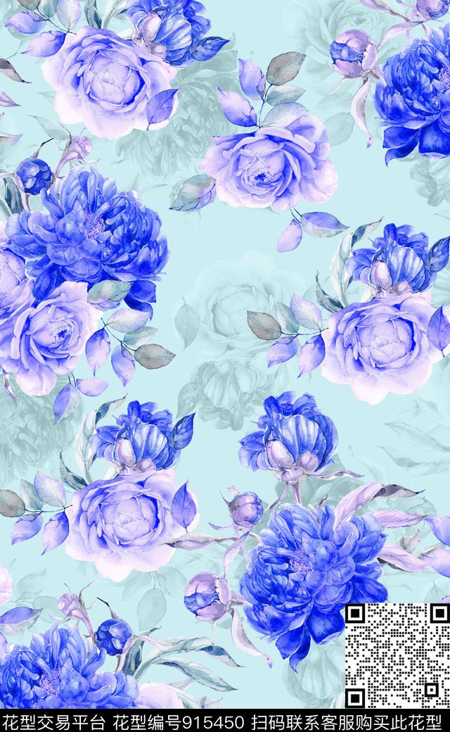 植物满版散花绿植树叶数码印花华亿平台下载（图片编号: 915450） - 瓦栏（Walan）