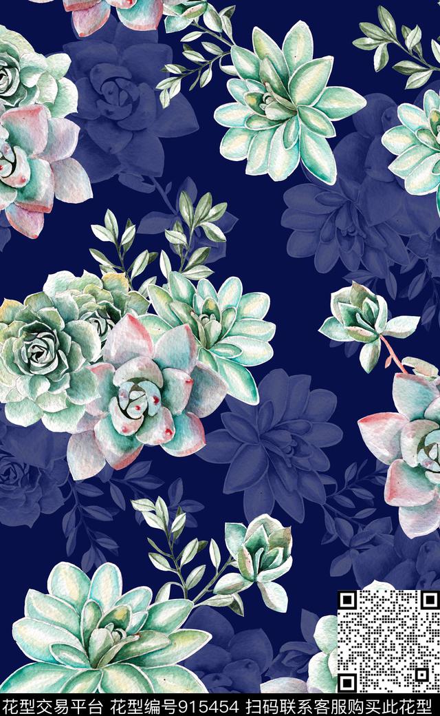 植物绿植树叶花卉数码印花华亿平台下载（图片编号: 915454） - 瓦栏（Walan）