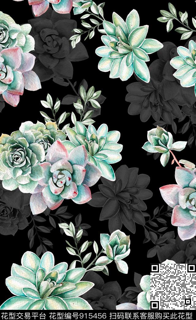 植物绿植树叶花卉数码印花华亿平台下载（图片编号: 915456） - 瓦栏（Walan）