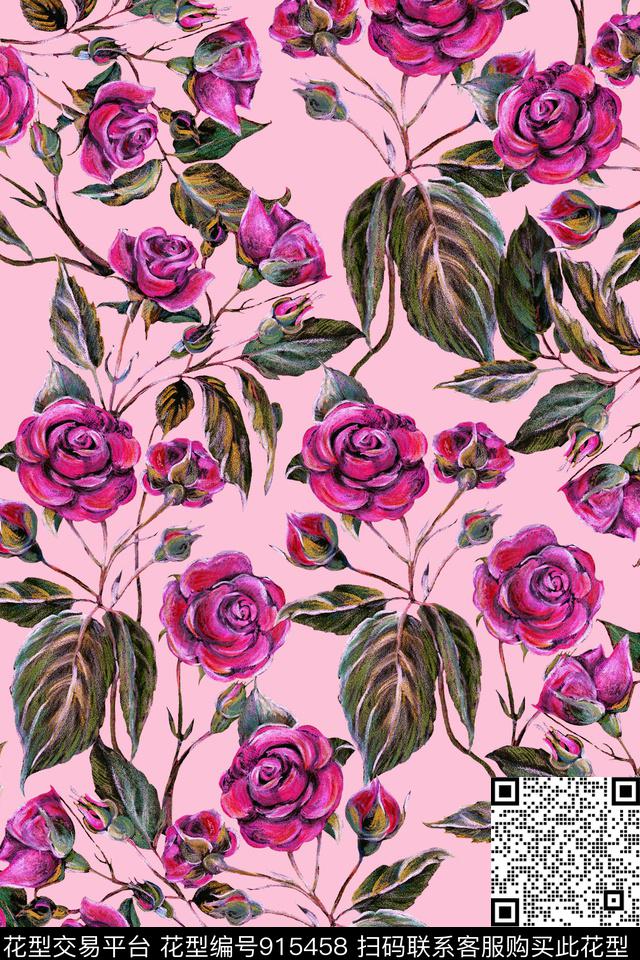 植物绿植树叶花卉数码印花华亿平台下载（图片编号: 915458） - 瓦栏（Walan）