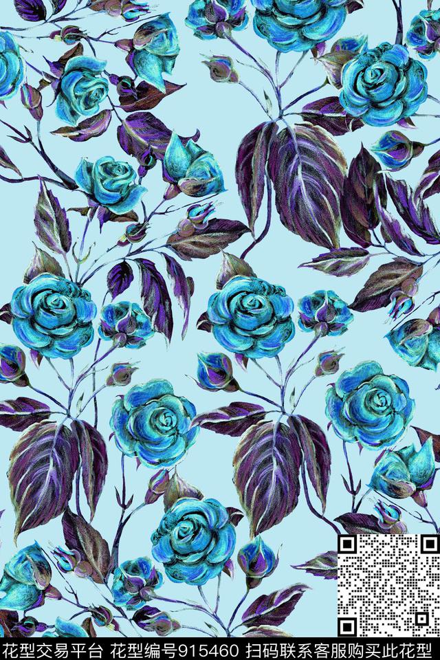 植物绿植树叶花卉数码印花华亿平台下载（图片编号: 915460） - 瓦栏（Walan）