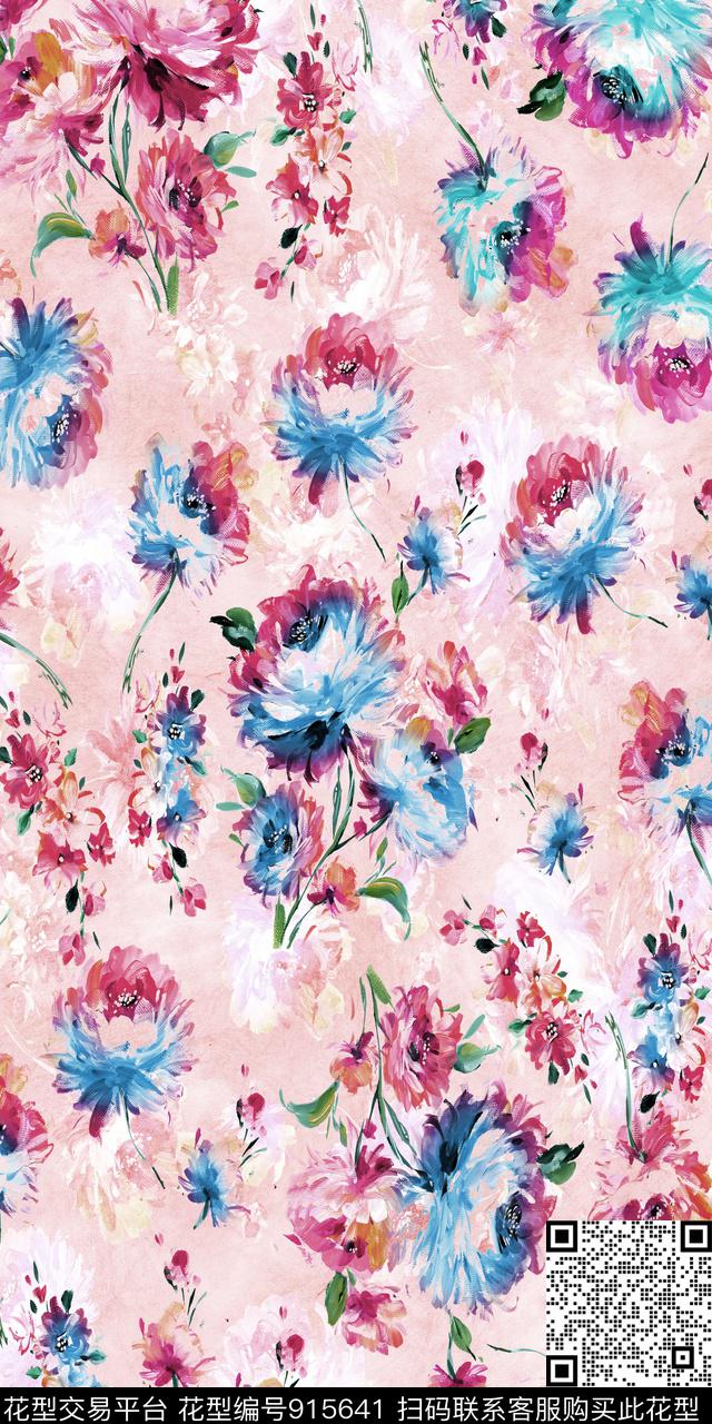 数码华亿平台小碎花手绘花卉数码印花华亿平台下载（图片编号: 915641） - 瓦栏（Walan）