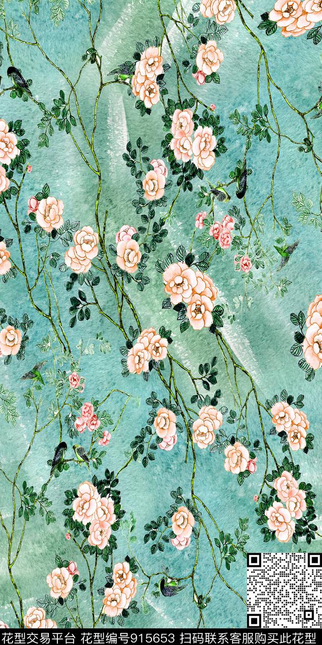 小碎花手绘花卉数码华亿平台数码印花华亿平台下载（图片编号: 915653） - 瓦栏（Walan）