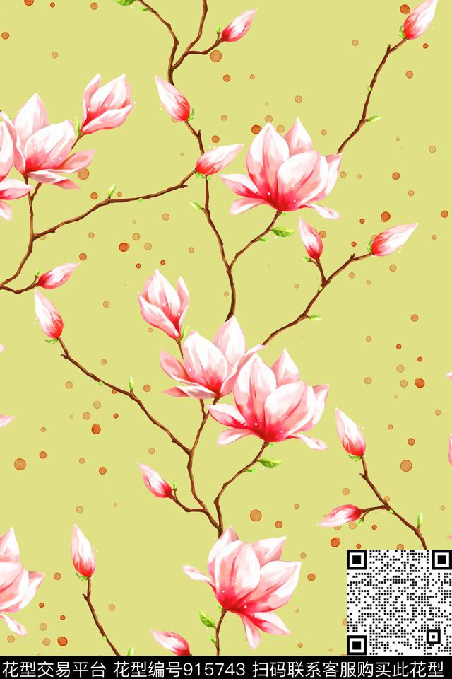 花卉清爽底花卉春夏华亿平台数码印花华亿平台下载（图片编号: 915743） - 瓦栏（Walan）