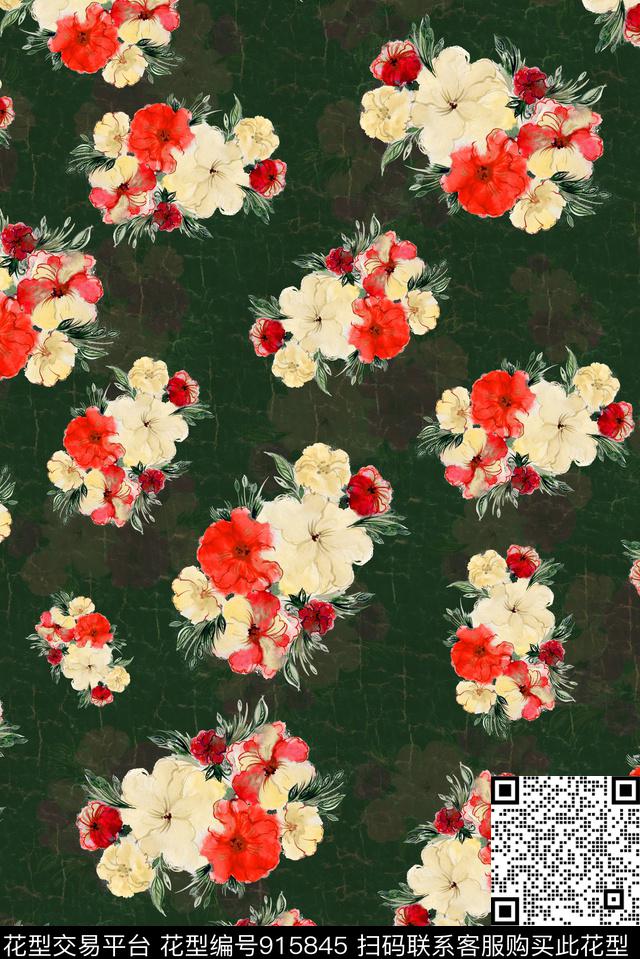 连衣裙花卉浅色数码印花华亿平台下载（图片编号: 915845） - 瓦栏（Walan）