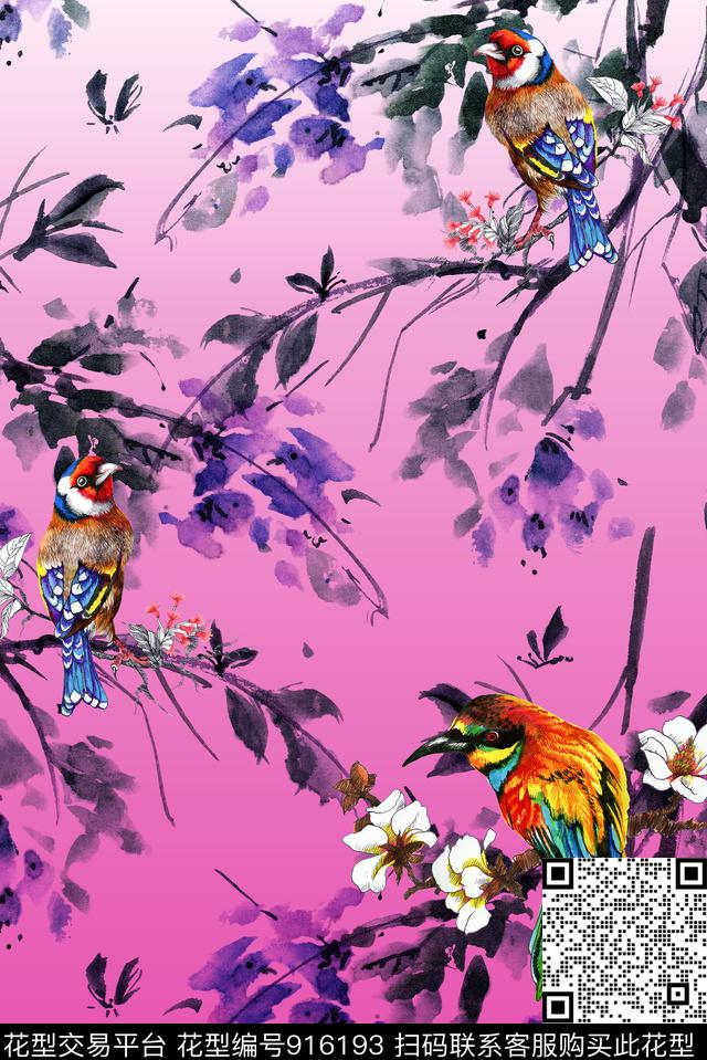 花卉定位花大花数码印花华亿平台下载（图片编号: 916193） - 瓦栏（Walan）