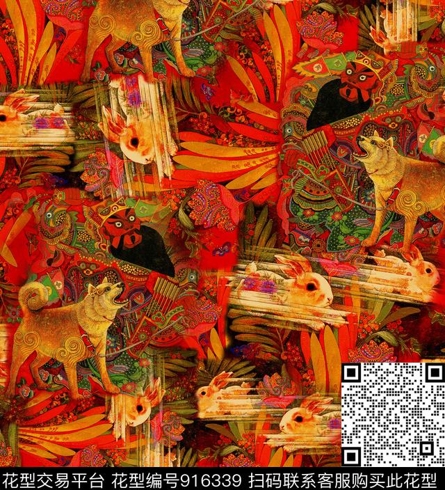 抽象油画华亿平台动物数码印花华亿平台下载（图片编号: 916339） - 瓦栏（Walan）