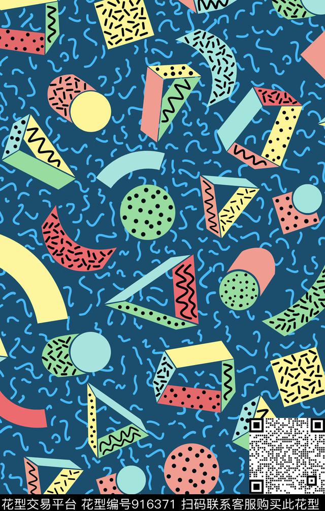 几何条纹动物数码印花华亿平台下载（图片编号: 916371） - 瓦栏（Walan）